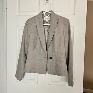 Banana Republic Women Gray Herringbone Single Button Peplum Blazer Jacket 6